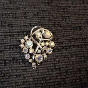 Elegant Signed Coro Silver and Crystal Brooch.